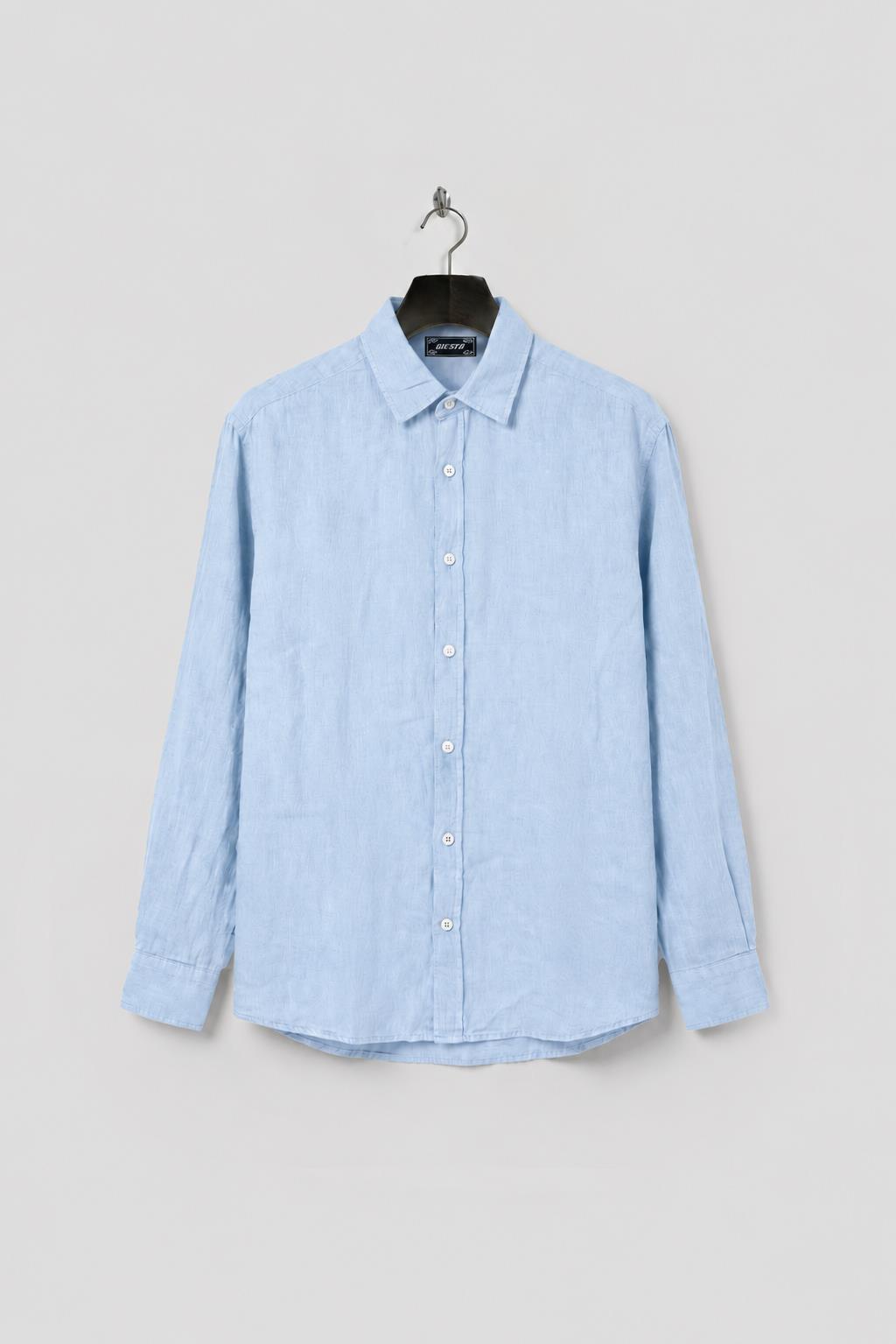 Giesto Chemise en lin bleue oversize - Bleu