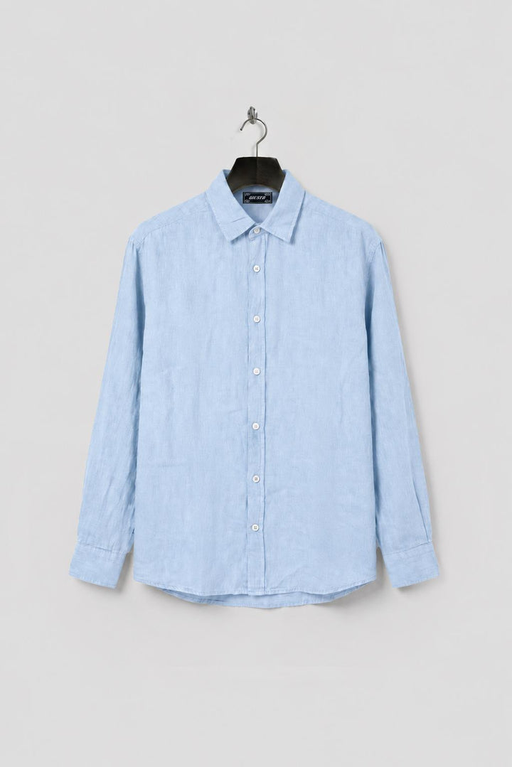 Giesto Chemise en lin bleue oversize - Bleu
