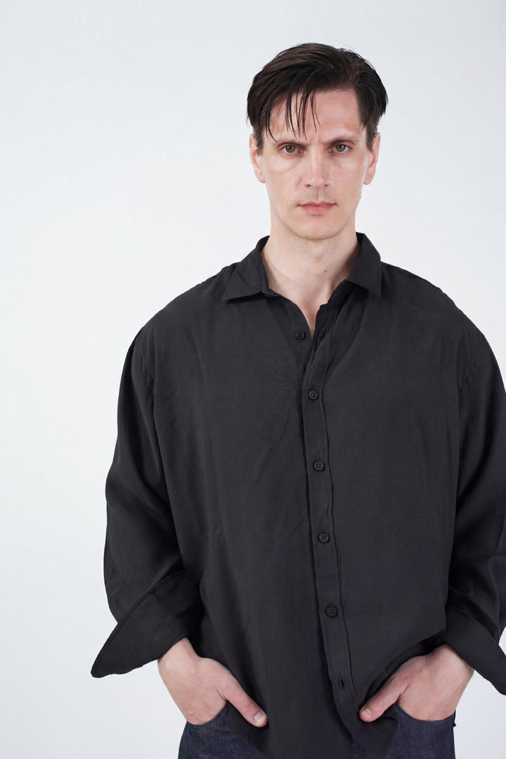 Giesto Chemise en modal noire coupe oversize - Noir