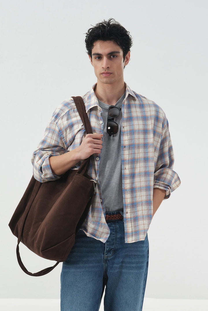 Giesto Chemise oversize à carreaux - Bleu clair