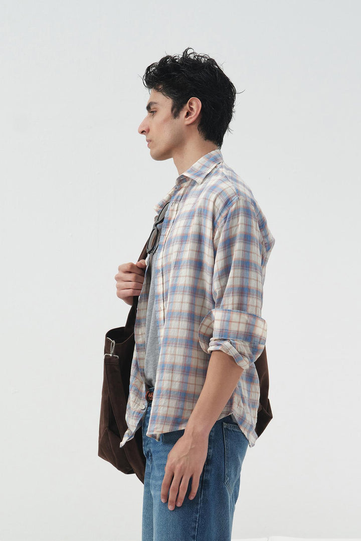 Giesto Chemise oversize à carreaux - Bleu clair