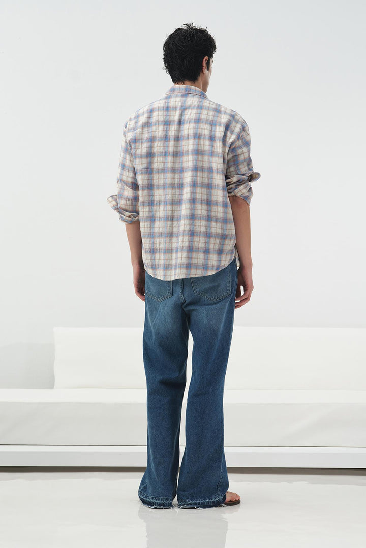 Giesto Chemise oversize à carreaux - Bleu clair