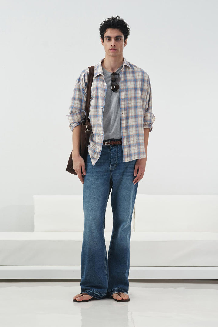 Giesto Chemise oversize à carreaux - Bleu clair