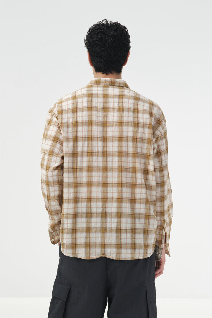 Giesto Chemise oversize à carreaux - Jaune