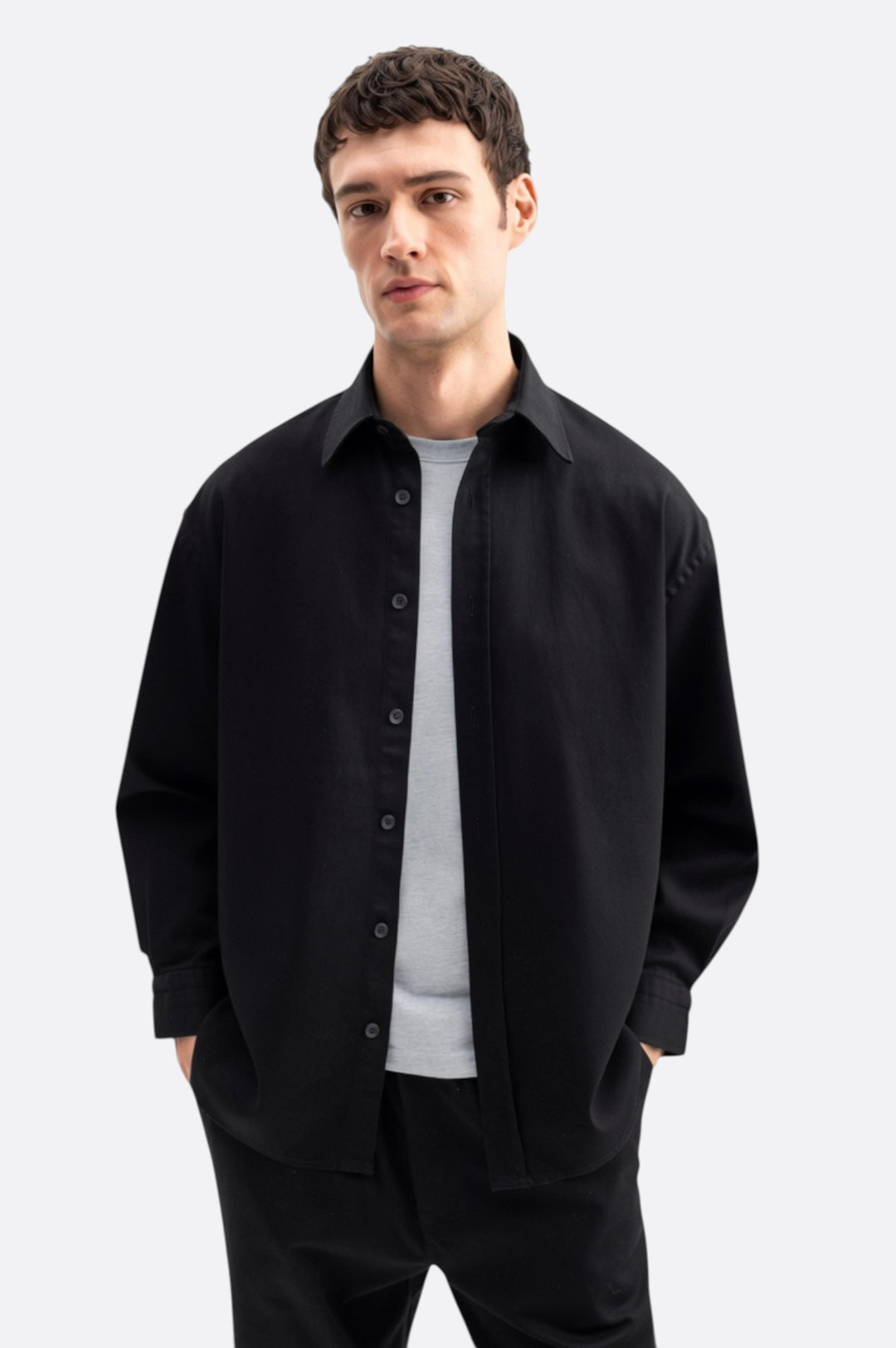 Giesto Chemise oversize en gabardine noire - Noir