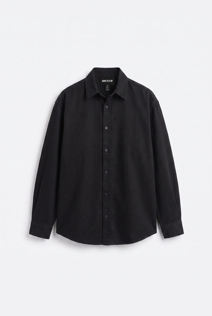 Giesto Chemise oversize en gabardine noire - Noir