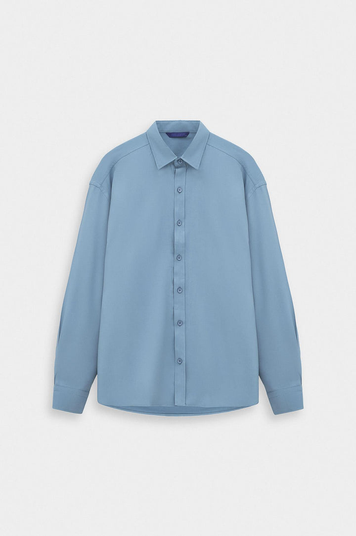 Giesto Chemise en Modal Bleue Oversize - Bleu