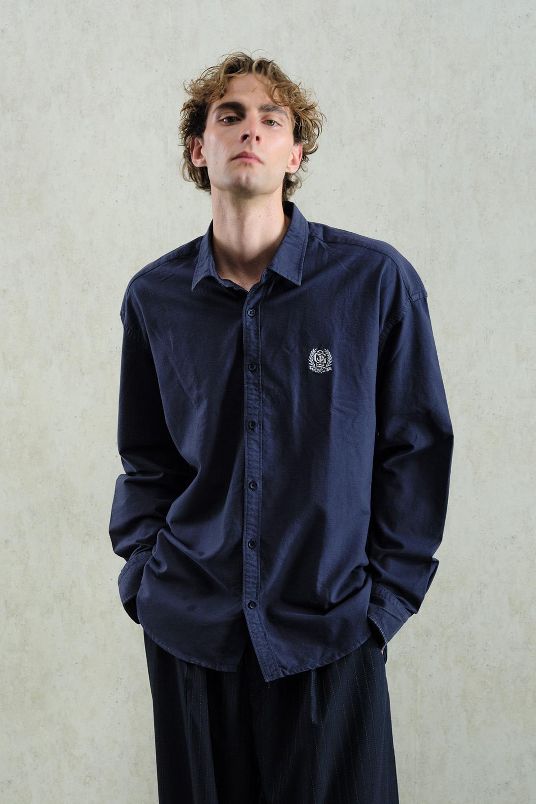 Giesto Chemise bleu marine avec broderie Oxford - Bleu marine