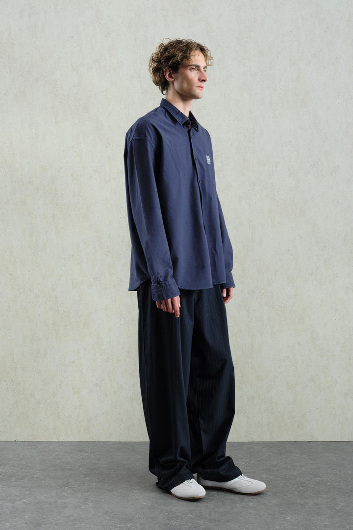 Giesto Chemise bleu marine avec broderie Oxford - Bleu marine