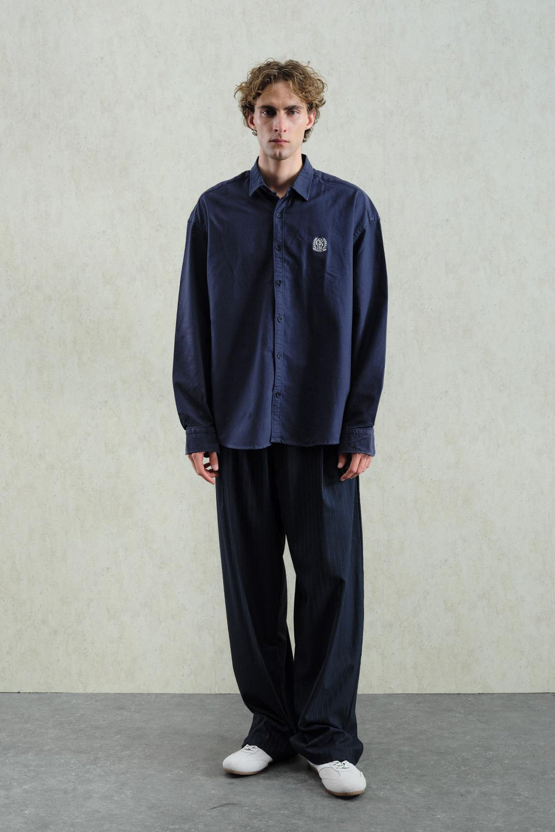 Giesto Chemise bleu marine avec broderie Oxford - Bleu marine