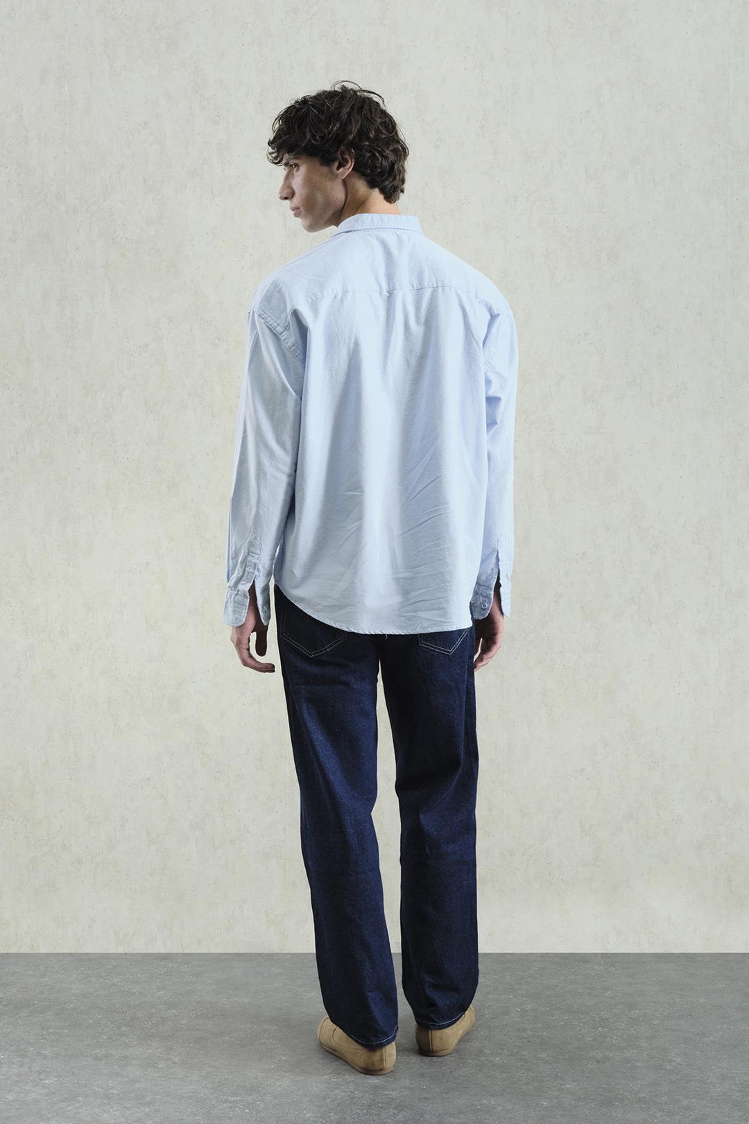 Giesto Chemise bleue brodée Oxford - Bleu