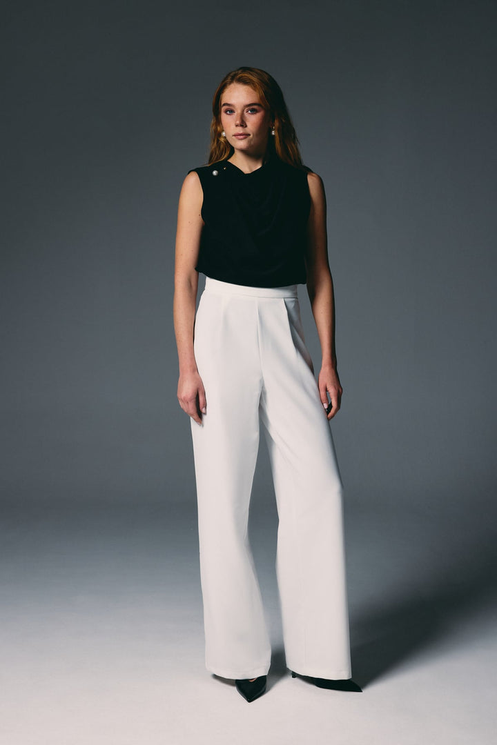 Sateen Pantalon Palazzo - Écru