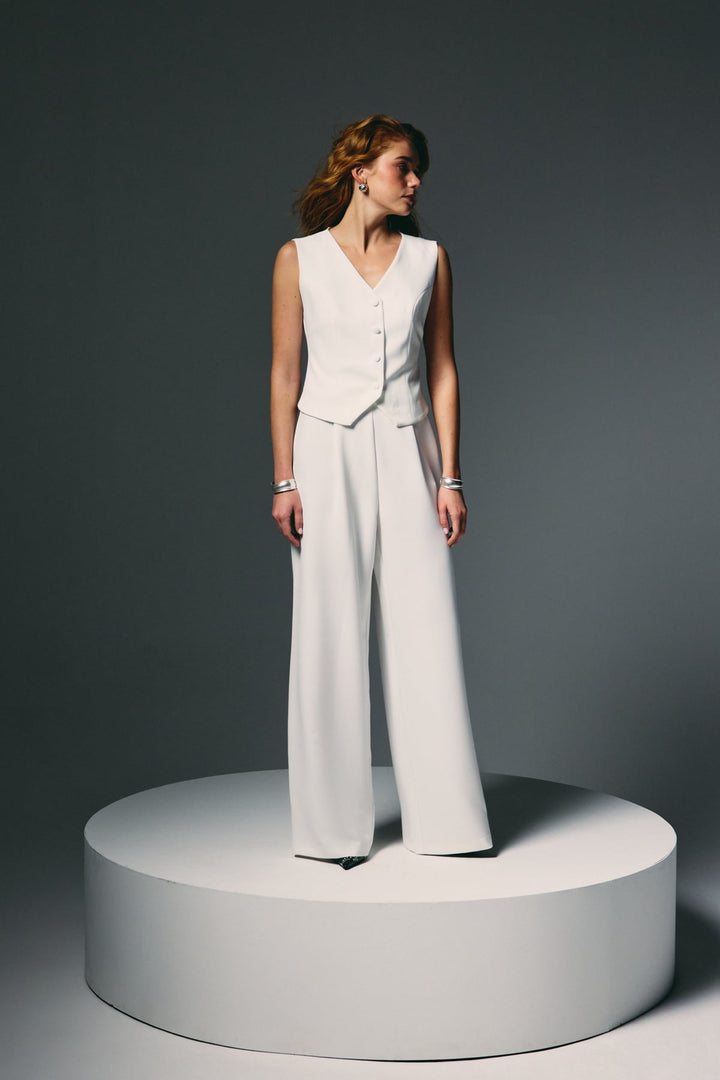 Sateen Pantalon Palazzo - Écru