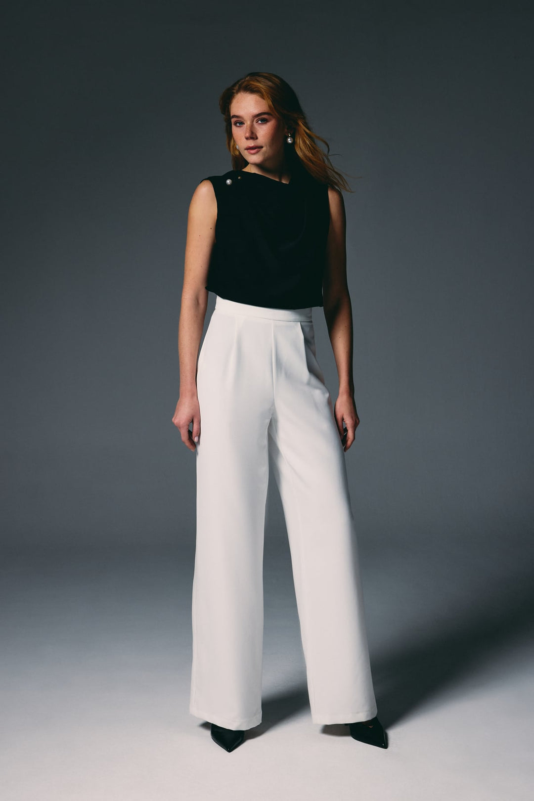 Sateen Pantalon Palazzo - Écru
