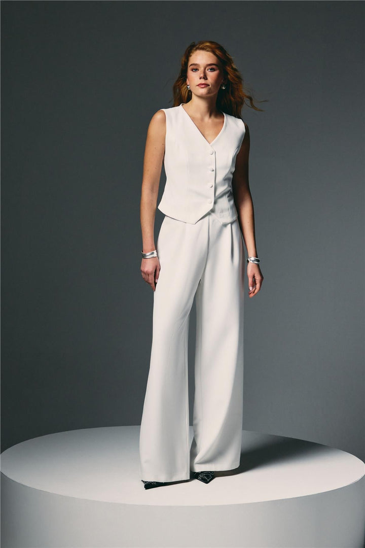 Sateen Pantalon Palazzo - Écru