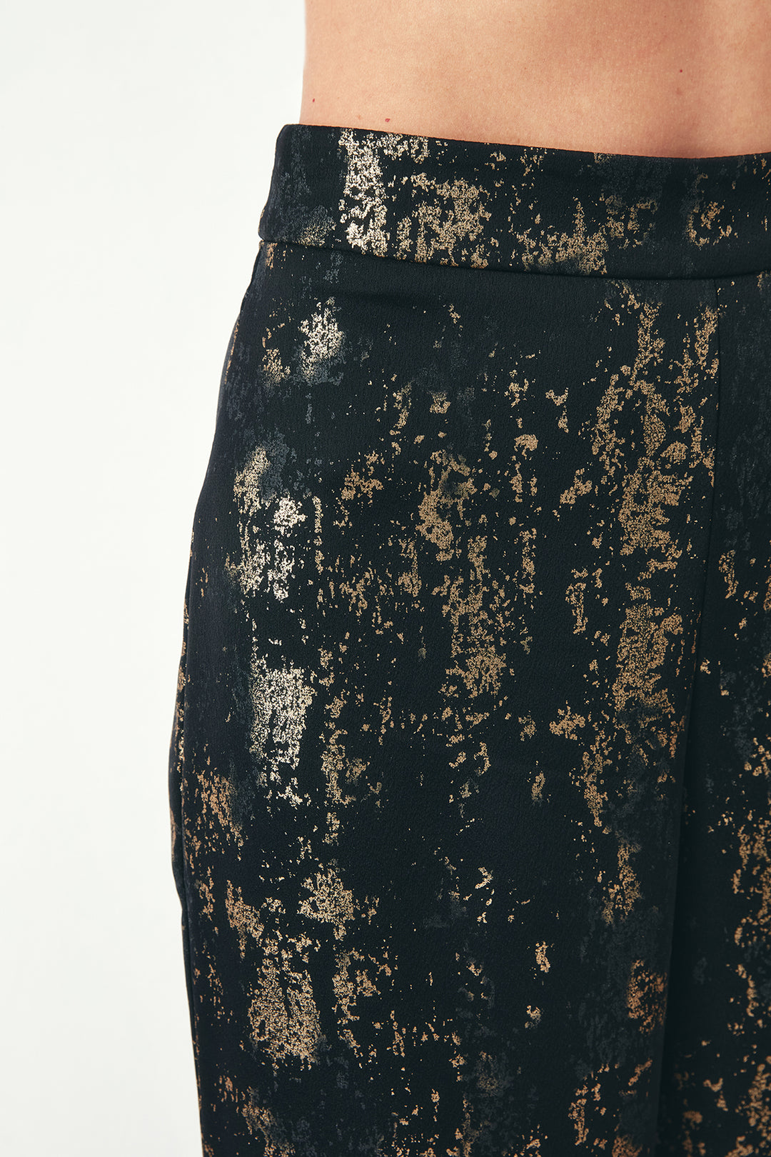 Sateen Pantalon ample à motifs brillants - Noir