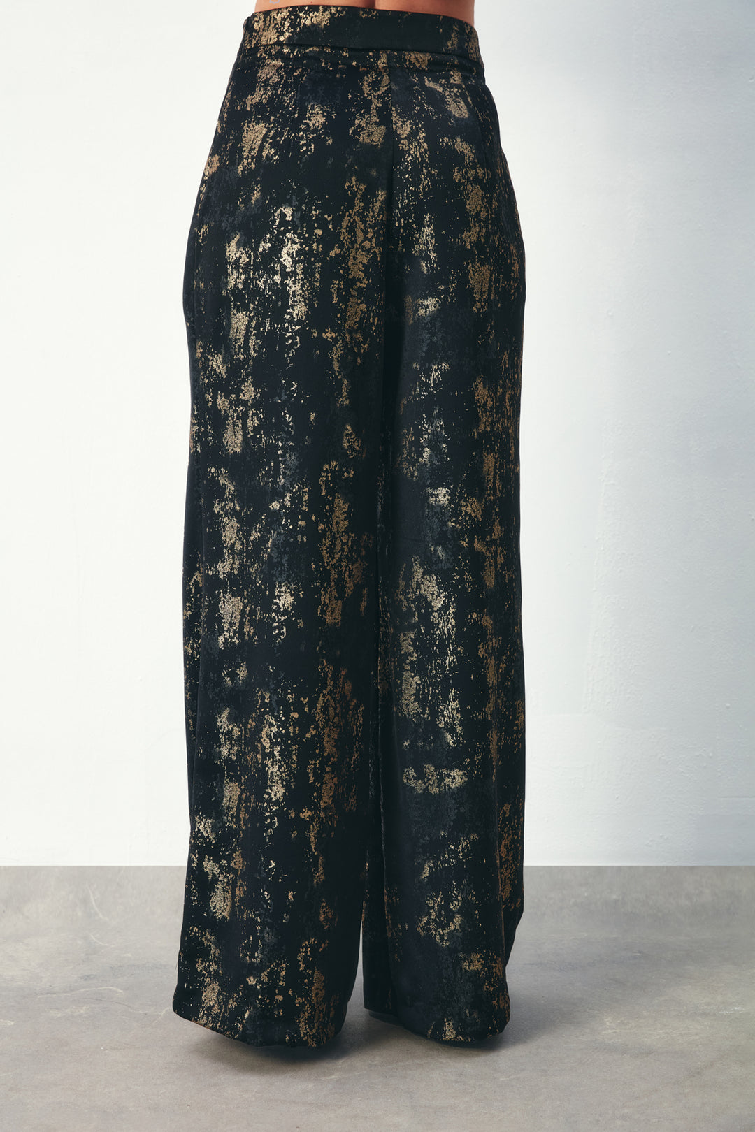 Sateen Pantalon ample à motifs brillants - Noir