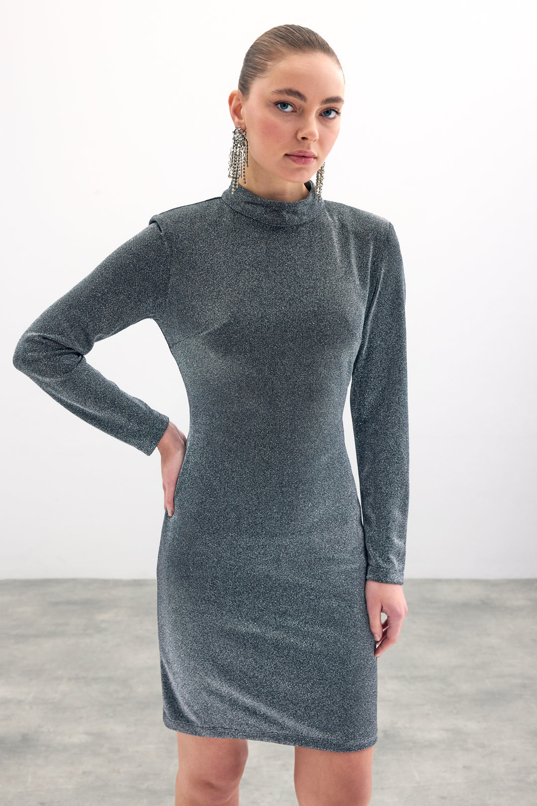 Sateen Robe courte brillante - Anthracite