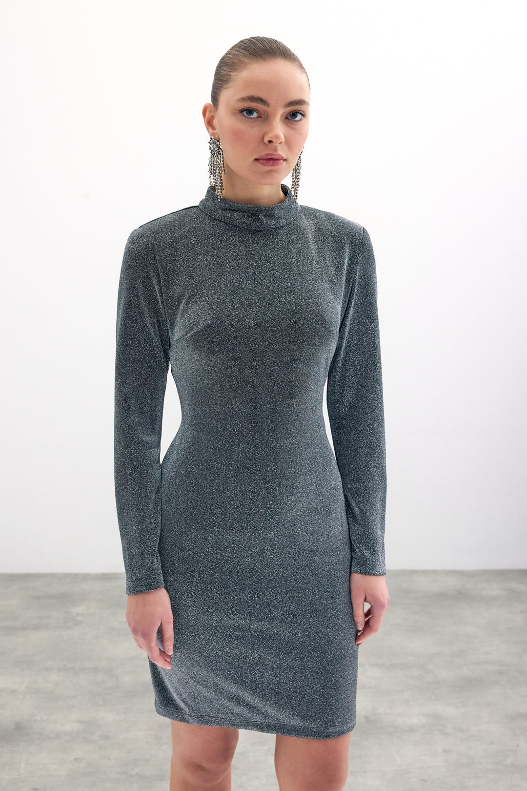 Sateen Robe courte brillante - Anthracite