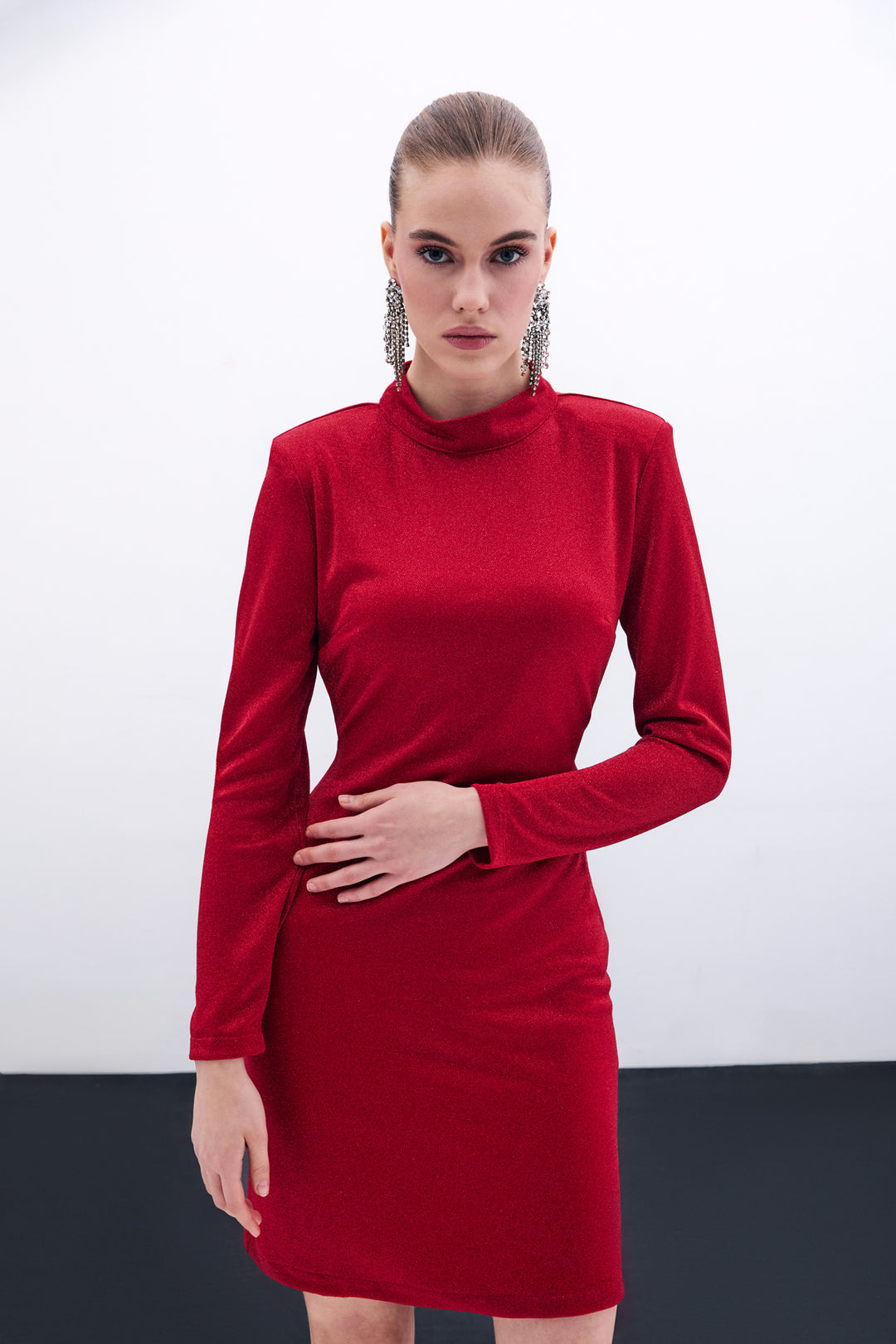 Sateen Robe courte brillante - Rouge