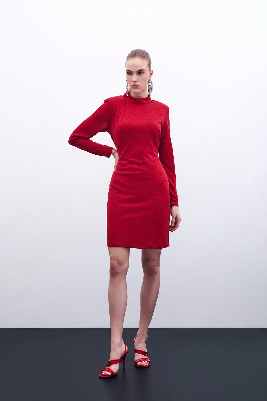 Sateen Robe courte brillante - Rouge