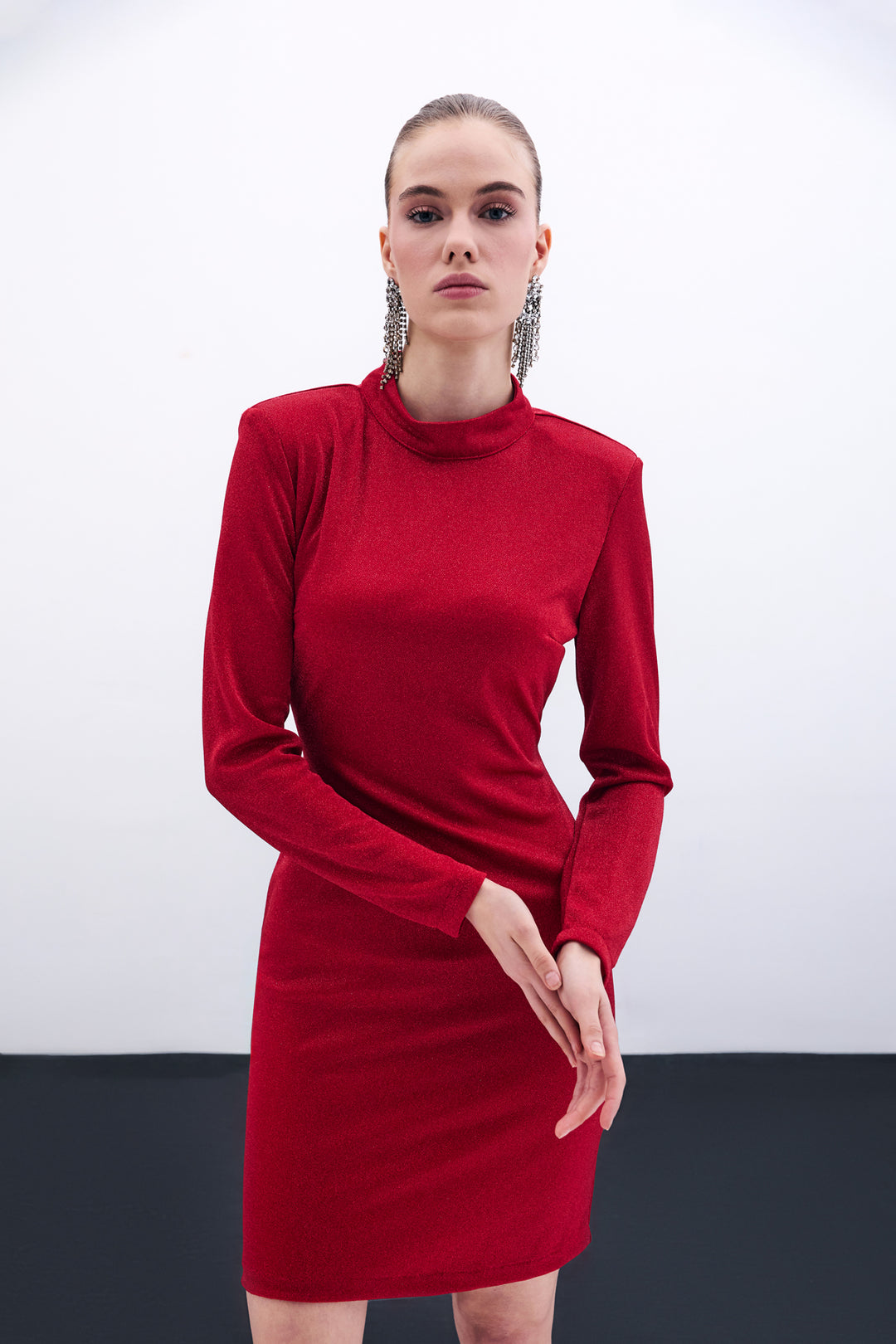 Sateen Robe courte brillante - Rouge
