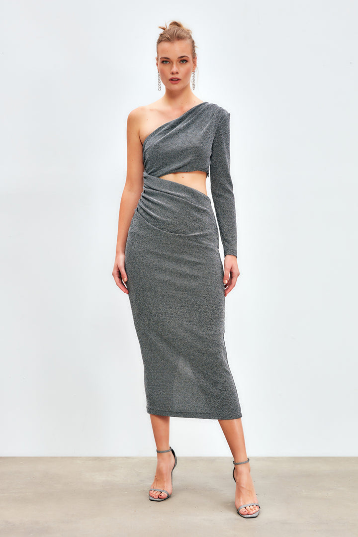 Sateen Robe longue brillante - Gris