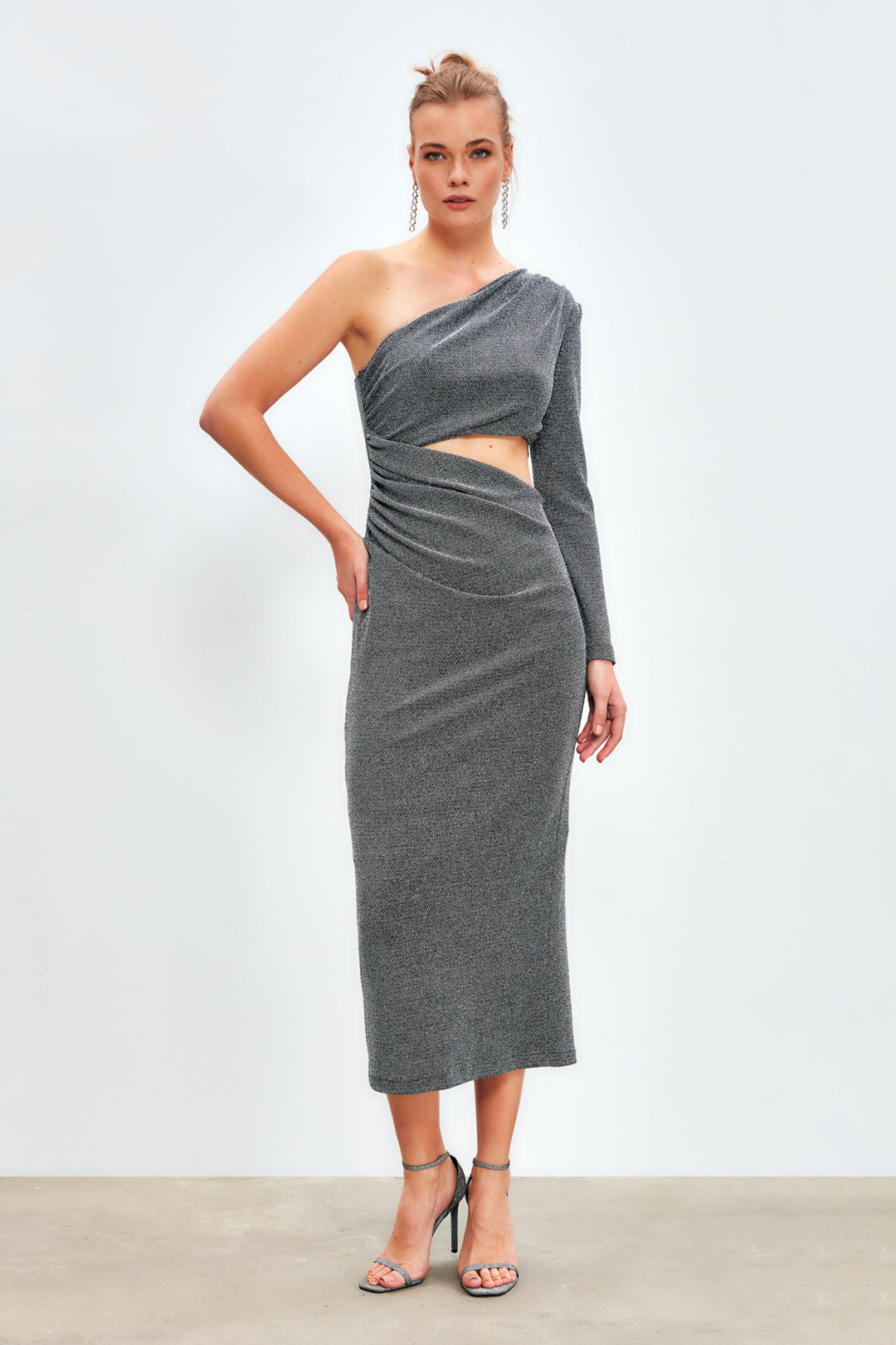 Sateen Robe longue brillante - Gris