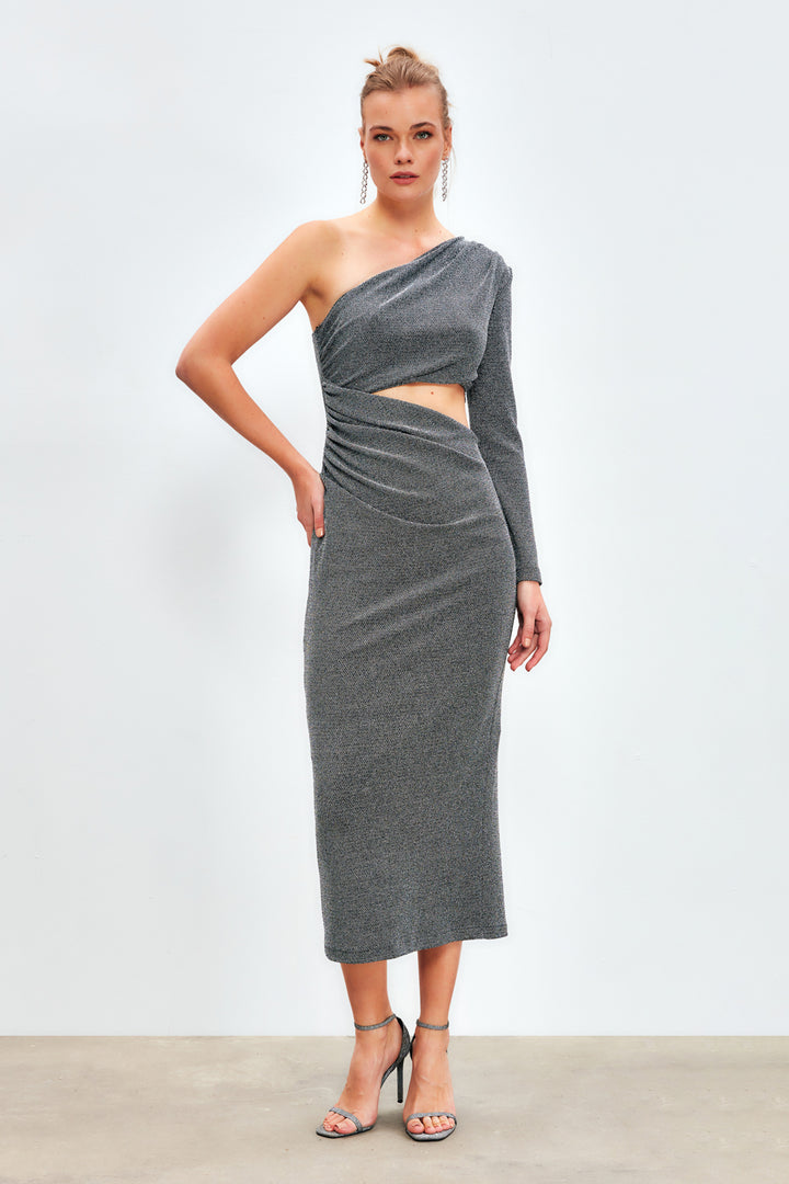 Sateen Robe longue brillante - Gris