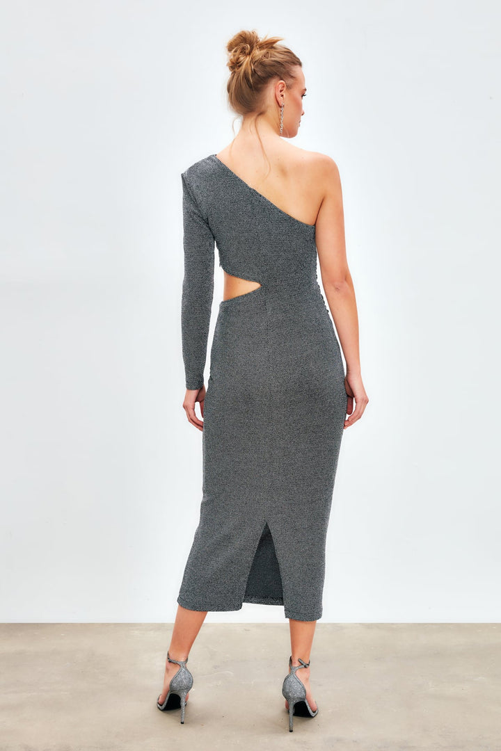Sateen Robe longue brillante - Gris