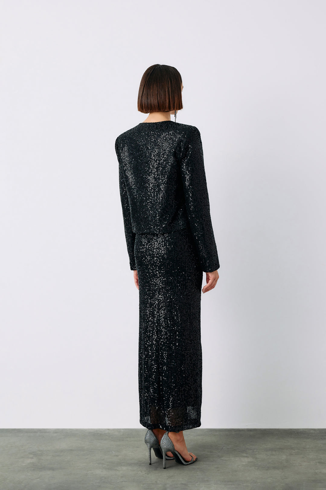 Sateen Veste courte en sequins - Noir