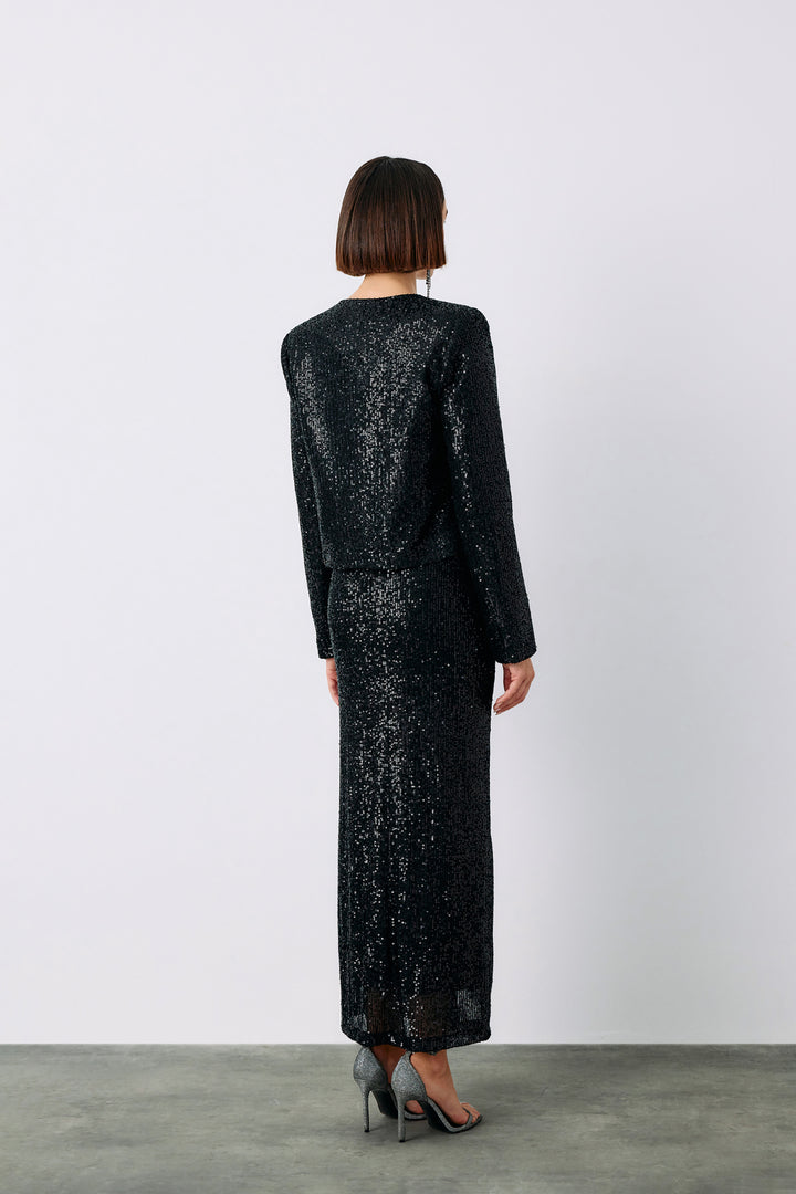 Sateen Veste courte en sequins - Noir