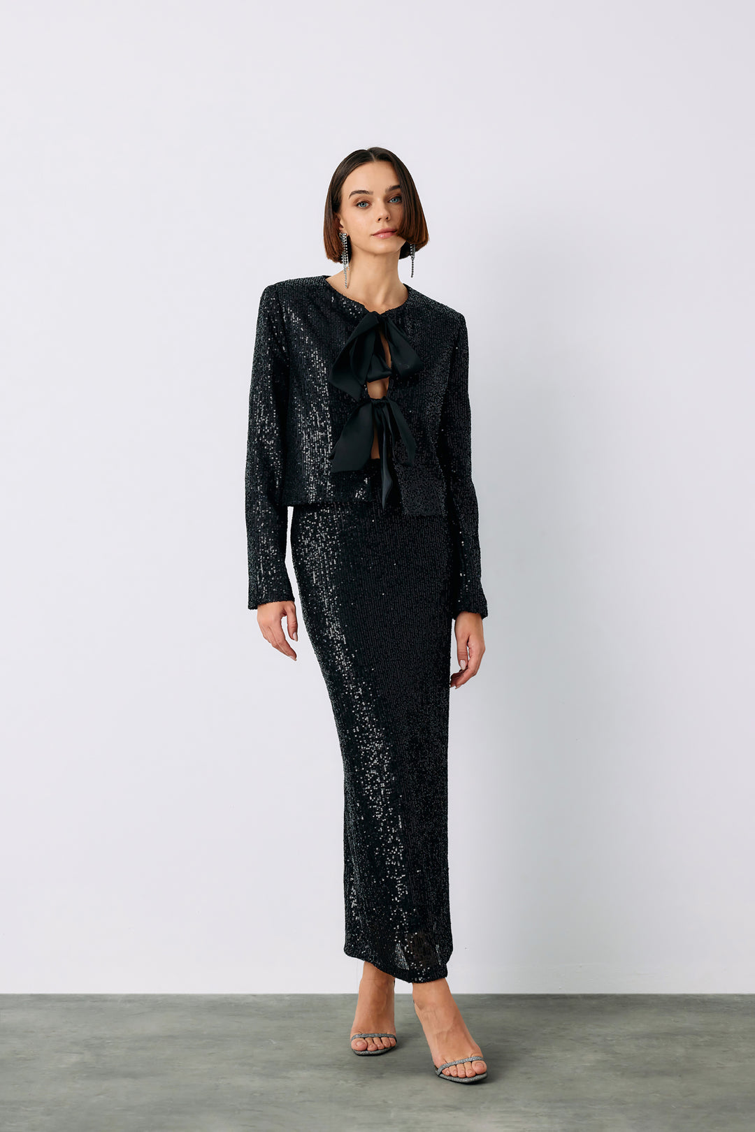 Sateen Veste courte en sequins - Noir