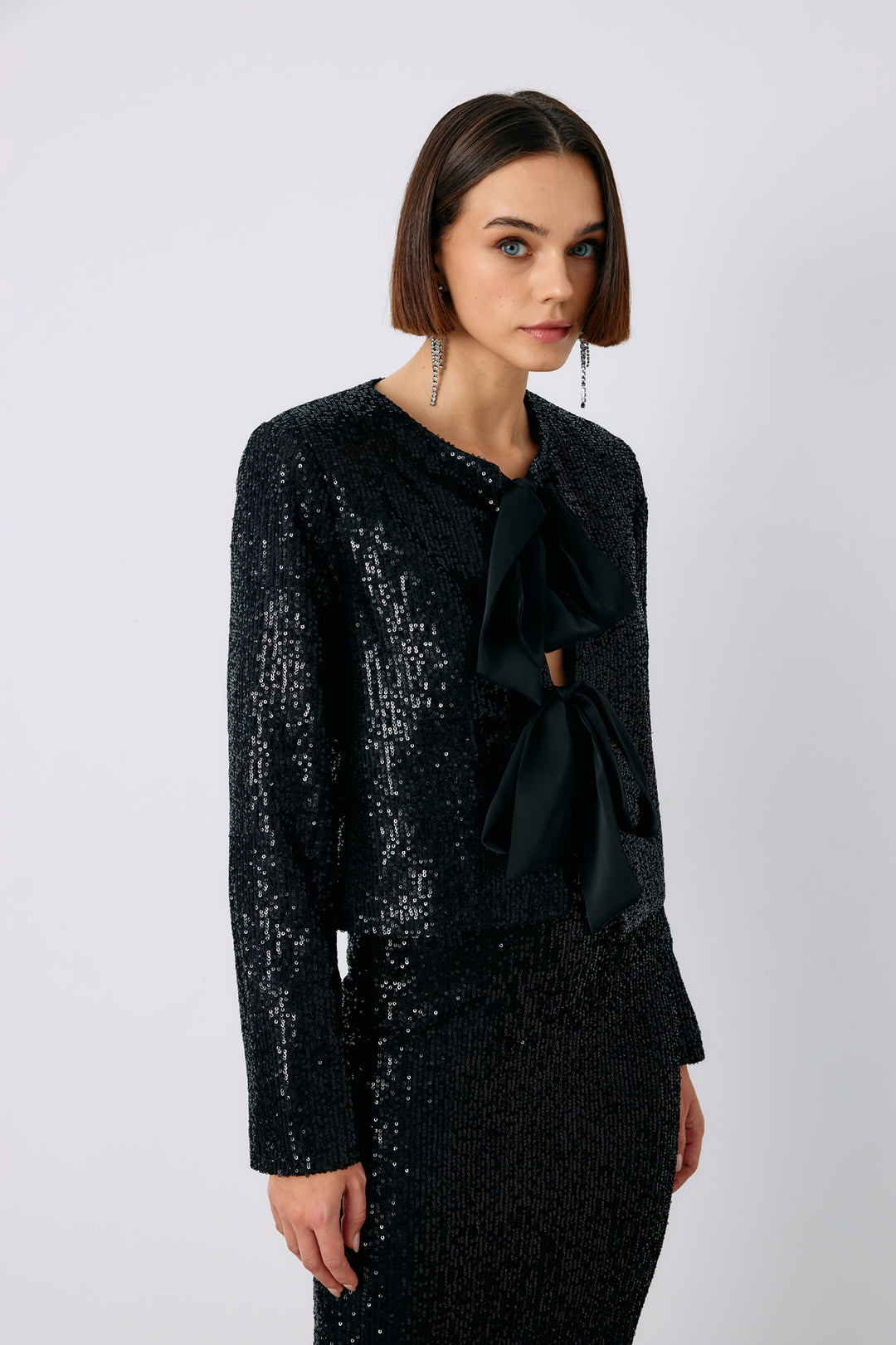 Sateen Veste courte en sequins - Noir