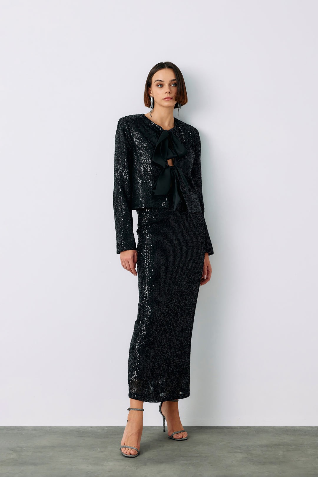 Sateen Veste courte en sequins - Noir
