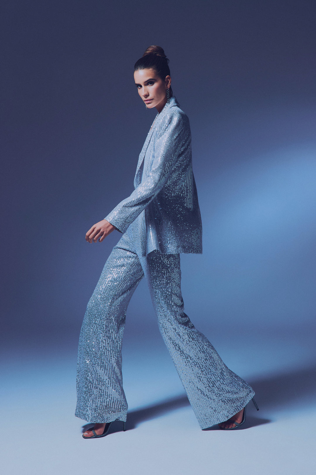 Sateen Veste ample pailletée - Gris