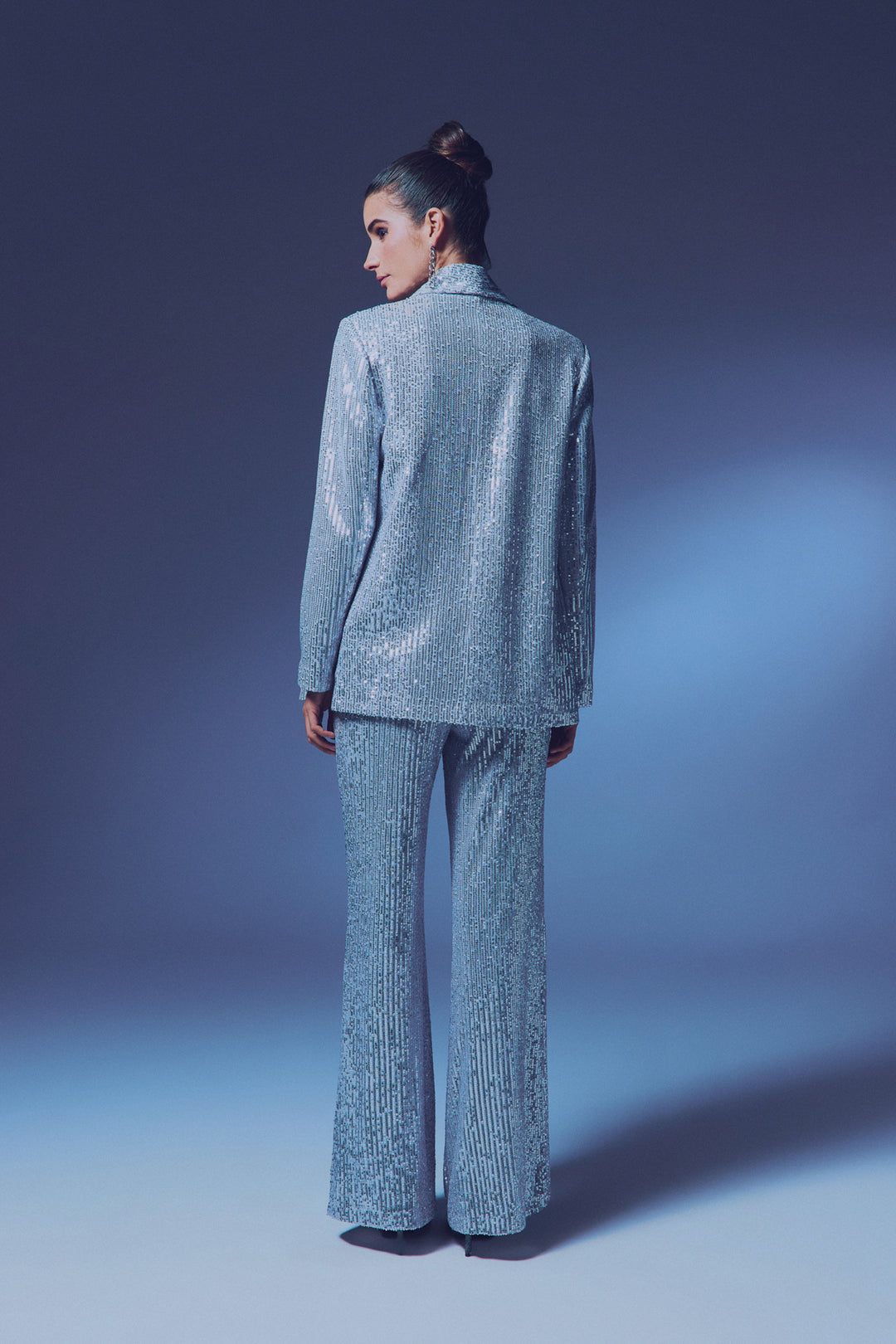 Sateen Veste ample pailletée - Gris