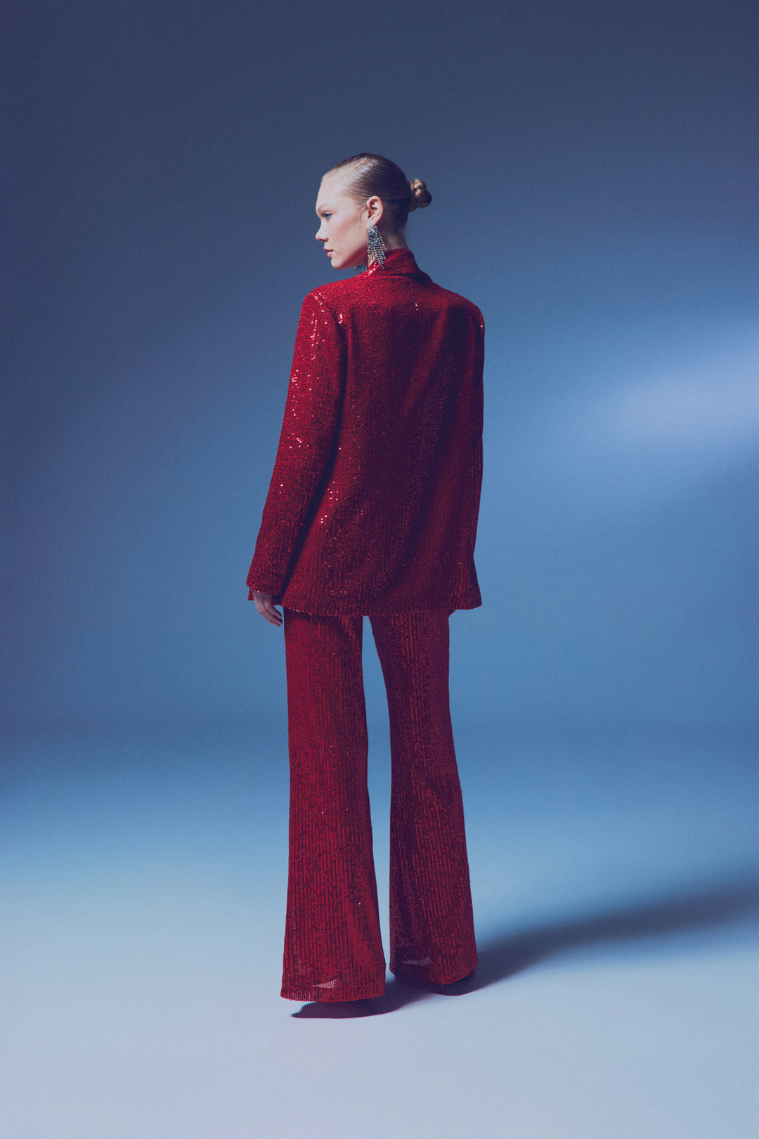 Sateen Veste ample pailletée - Rouge