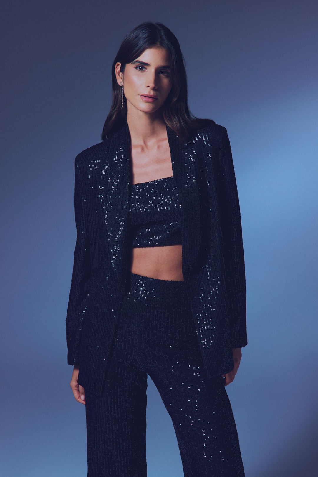 Sateen Veste ample pailletée - Noir