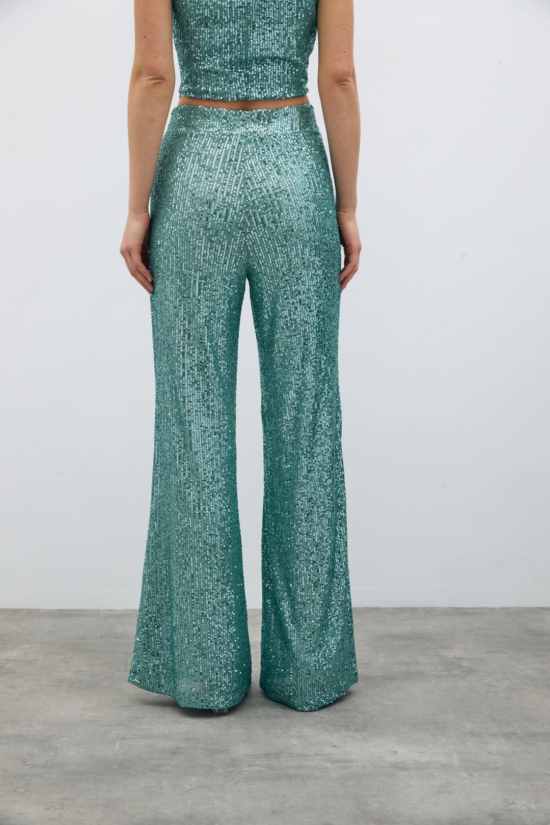 Sateen Pantalon ample pailleté - Menthe