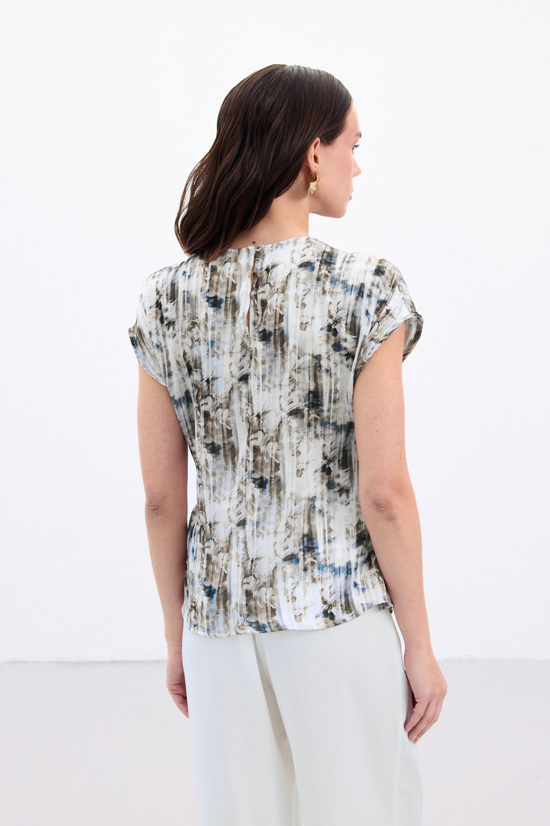 Sateen Blouse sans manches plissée - Indigo