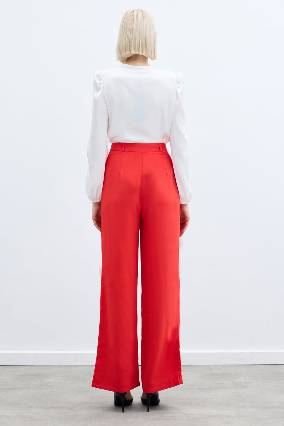 Sateen Pantalon plissé en crêpe - Corail