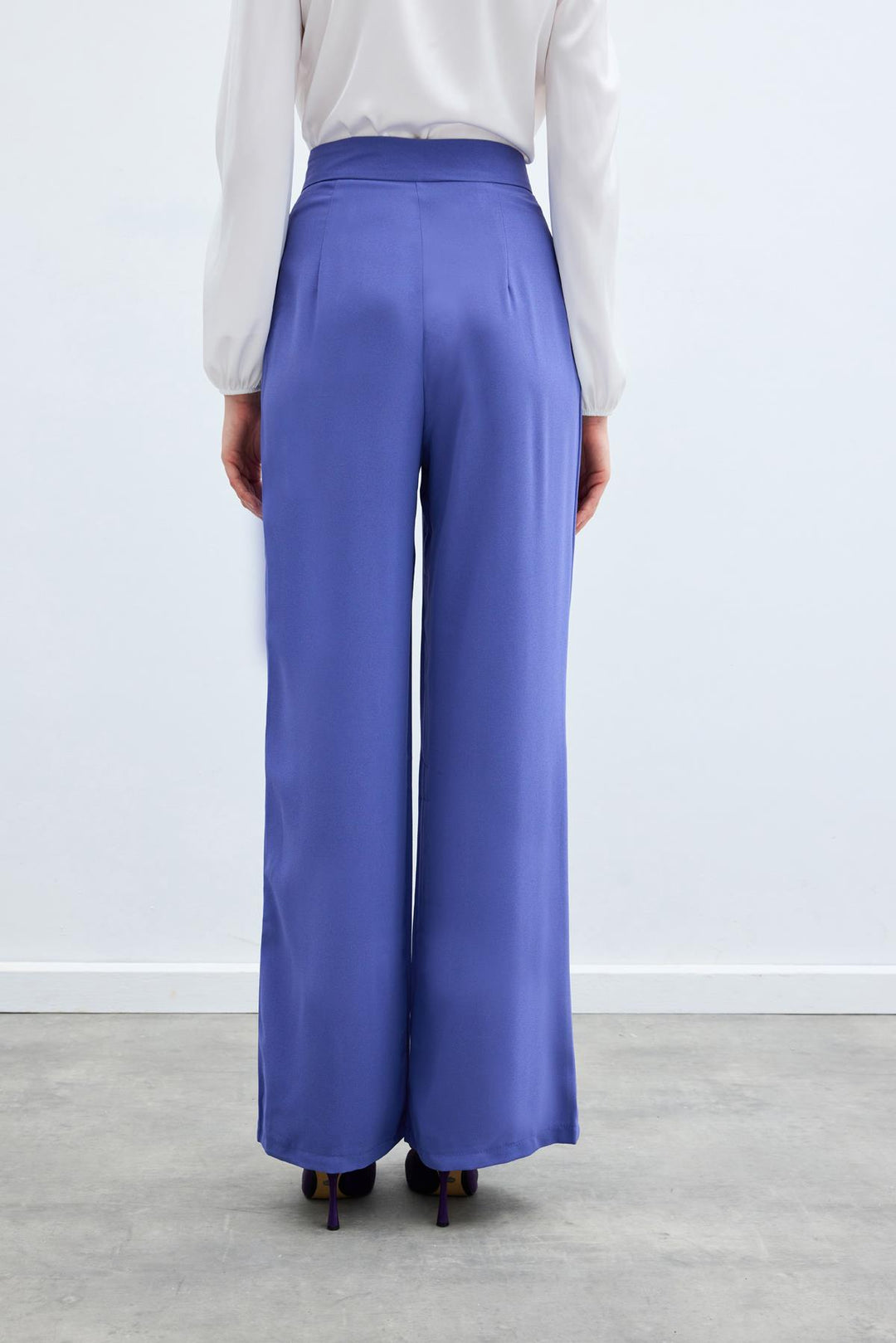 Sateen Pantalon en crêpe plissé - Violet