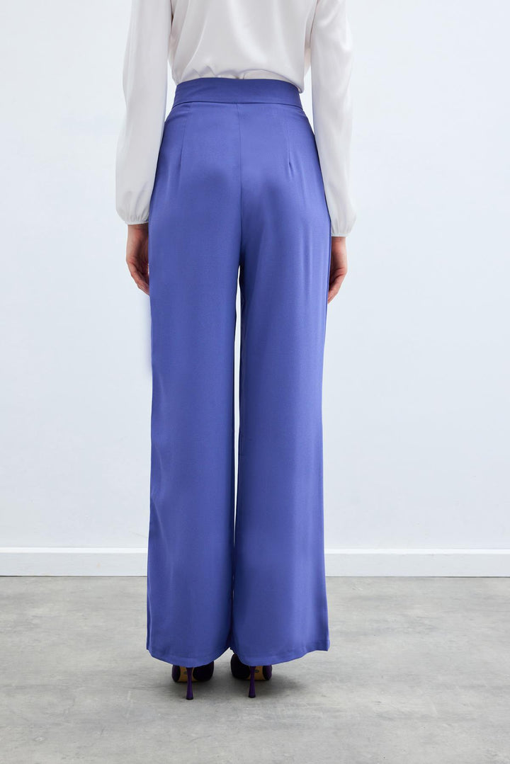 Sateen Pantalon en crêpe plissé - Violet