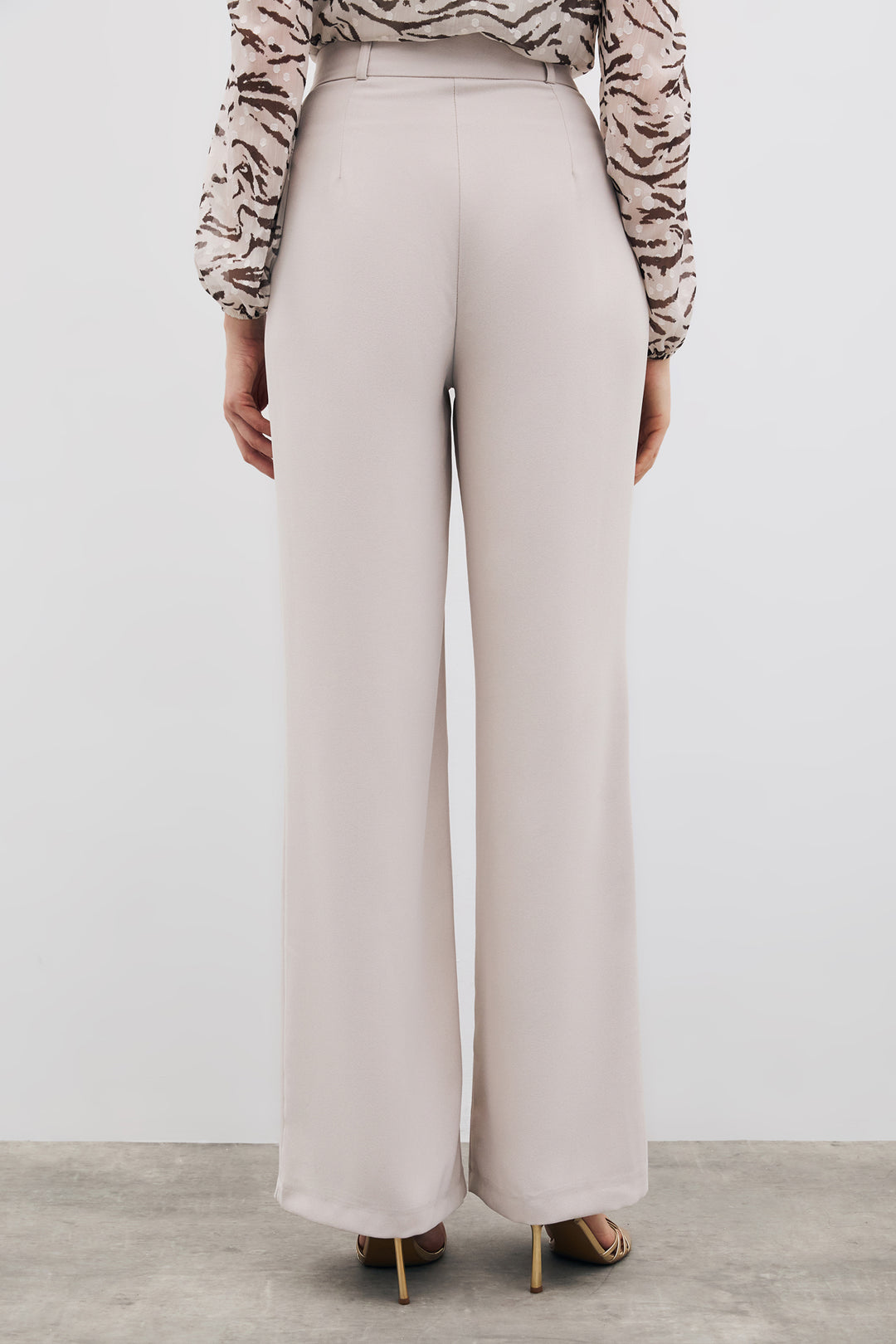 Sateen Pantalon en Crêpe Plissé - Pierre