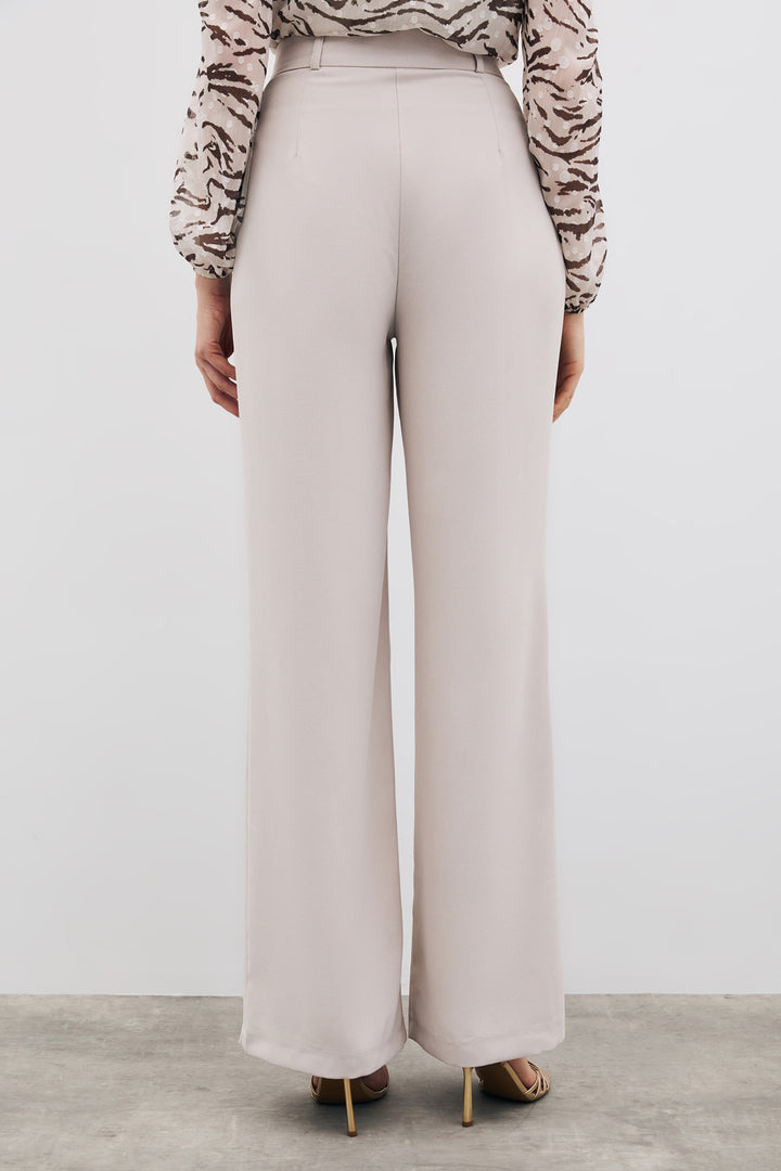 Sateen Pantalon en Crêpe Plissé - Pierre