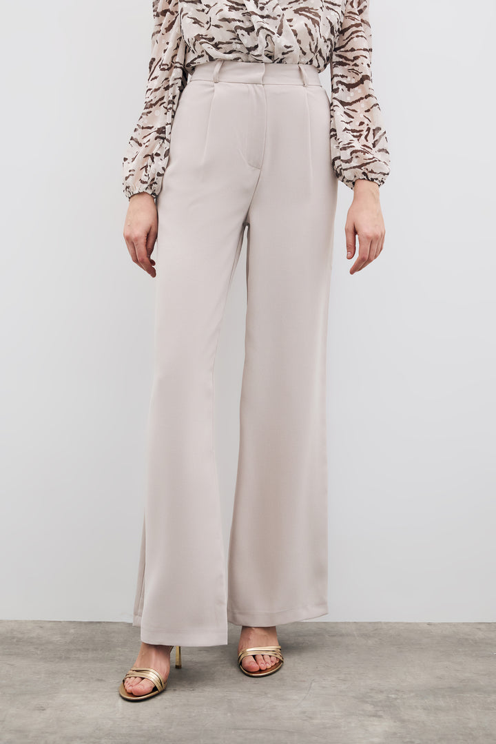 Sateen Pantalon en Crêpe Plissé - Pierre