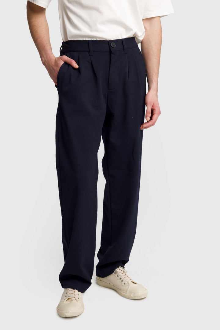 Giesto Pantalon fluide plissé - Bleu marine