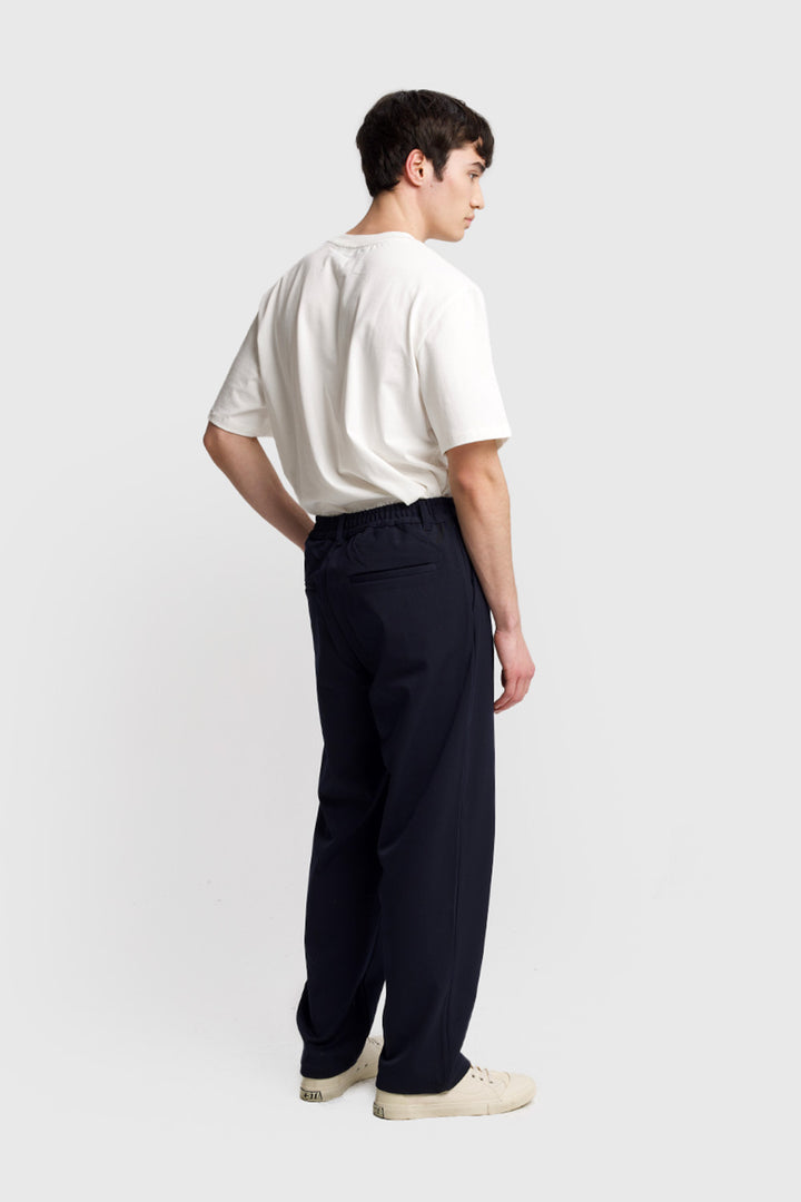 Giesto Pantalon fluide plissé - Bleu marine