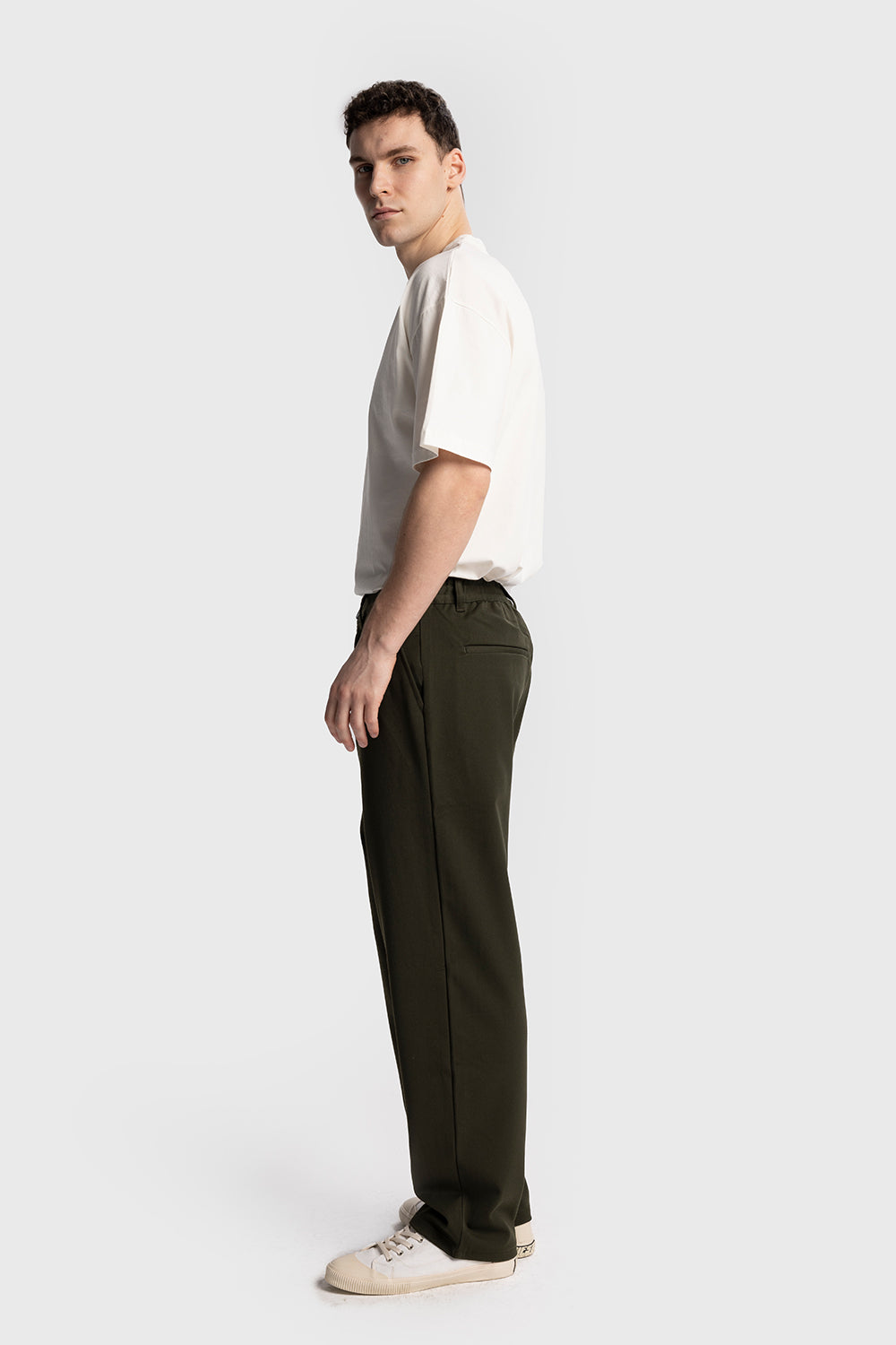 Giesto Pantalon fluide plissé - Kaki